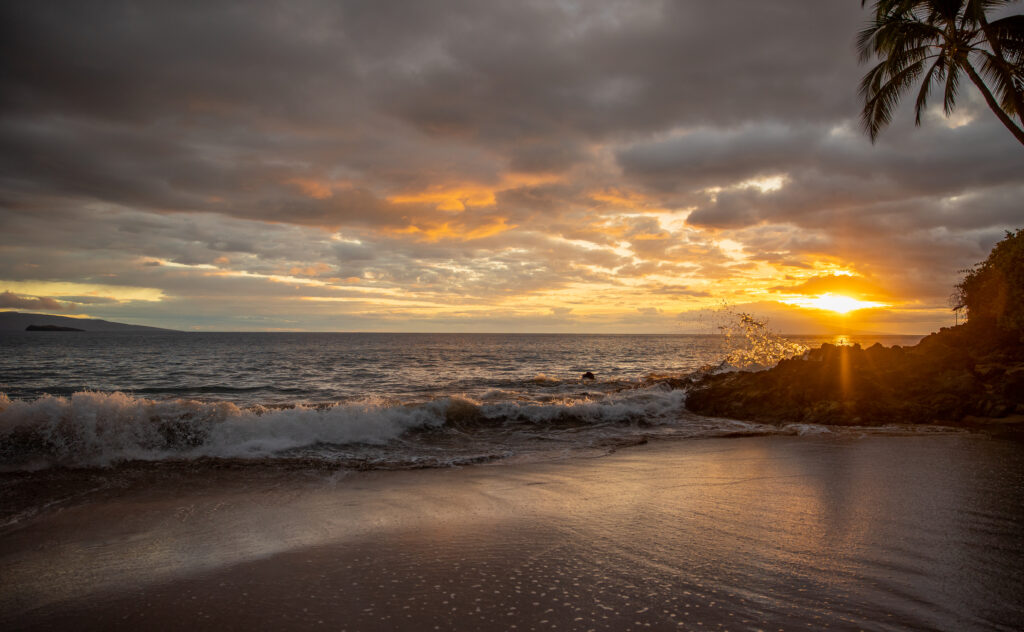 Maui Wedding Photographer captures beach at sunset in Hawaii